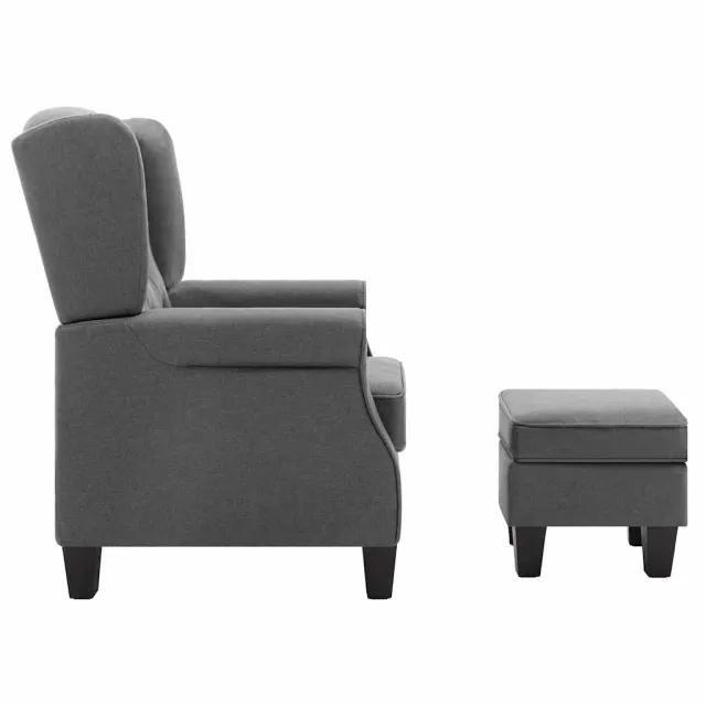 Fauteuil avec repose-pied Gris clair Tissu
