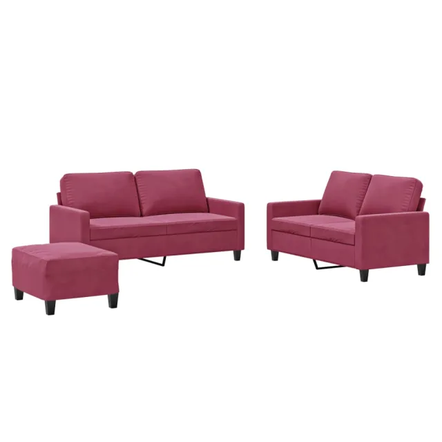 Ensemble de canapés 3 pcs avec coussins Rouge bordeaux Velours