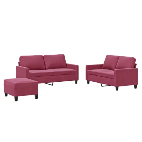 Ensemble de canapés 3 pcs avec coussins Rouge bordeaux Velours