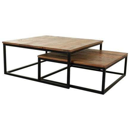 Juego de 2 mesas Alexandra House Living Natural Hierro Madera de mango