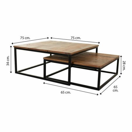 Set of 2 tables Alexandra House Living Natural Iron Mango wood 75 x 34