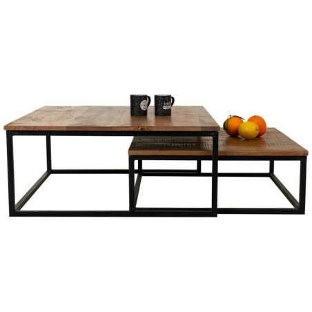 Set of 2 tables Alexandra House Living Natural Iron Mango wood 75 x 34
