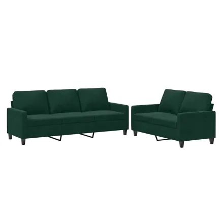 Ensemble de canapés 2 pcs avec coussins Vert foncé Velours 2