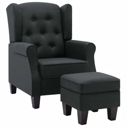 Fauteuil avec repose-pied Gris foncé Tissu 2