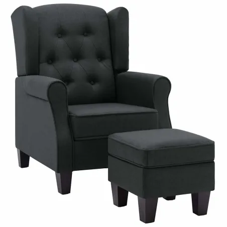 Fauteuil avec repose-pied Gris foncé Tissu