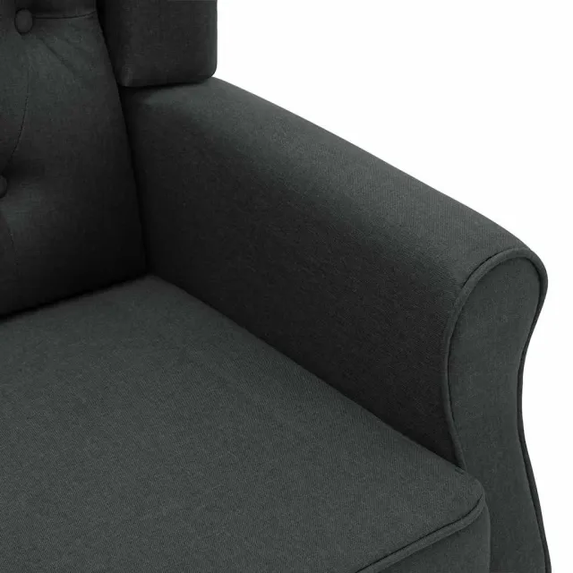 Fauteuil avec repose-pied Gris foncé Tissu