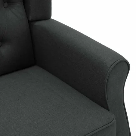 Fauteuil avec repose-pied Gris foncé Tissu