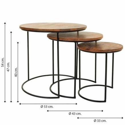 Set of 3 tables Alexandra House Living Natural Iron Mango wood 53 x 54 2