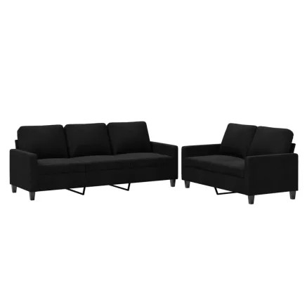 Ensemble de canapés 2 pcs avec coussins Noir Velours 2