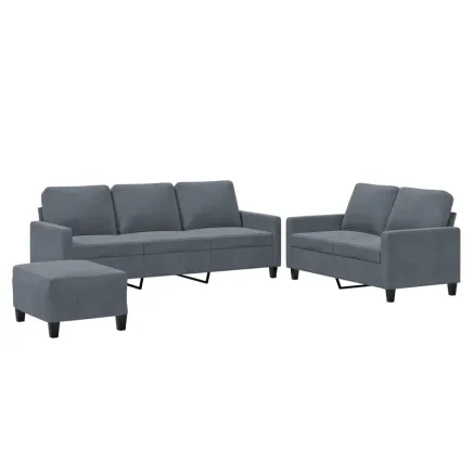 Ensemble de canapés 3 pcs avec coussins Gris foncé Velours 2
