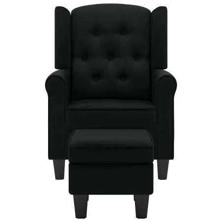Fauteuil avec repose-pied Noir Tissu