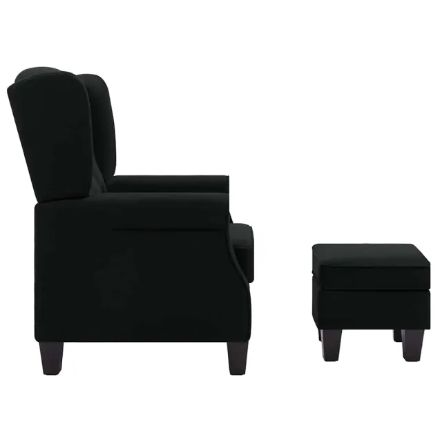 Fauteuil avec repose-pied Noir Tissu