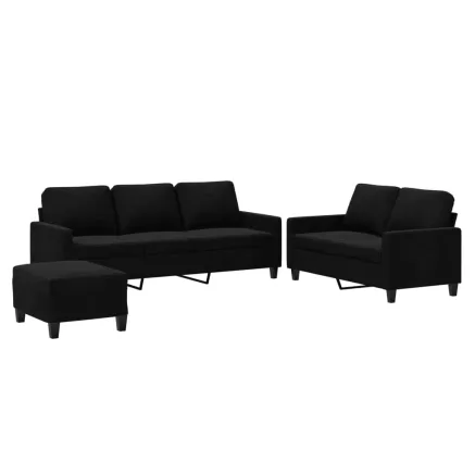 Ensemble de canapés 3 pcs avec coussins Noir Velours 2