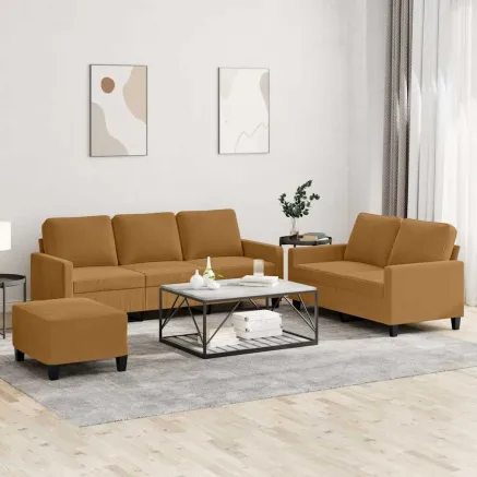 Ensemble de canapés 3 pcs avec coussins Marron Velours
