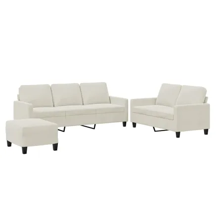 Ensemble de canapés 3 pcs avec coussins Crème Velours 2