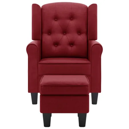 Fauteuil avec repose-pied Rouge bordeaux Tissu