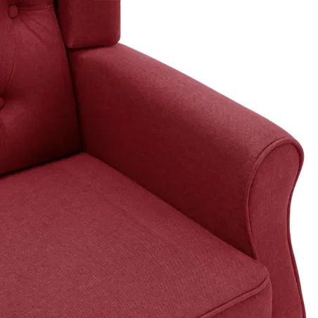 Fauteuil avec repose-pied Rouge bordeaux Tissu