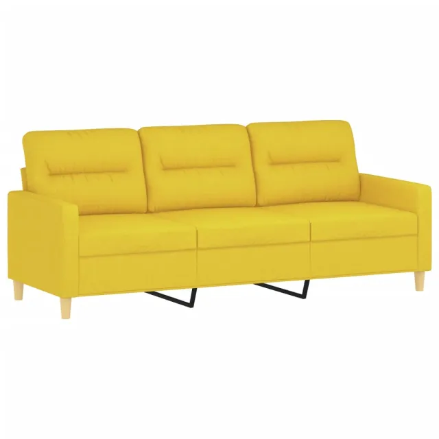 Ensemble de canapés 3 pcs avec coussins Jaune clair Tissu
