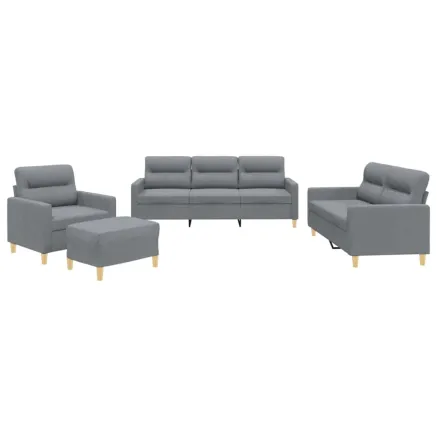 Ensemble de canapés 4 pcs avec coussins Gris clair Tissu 2