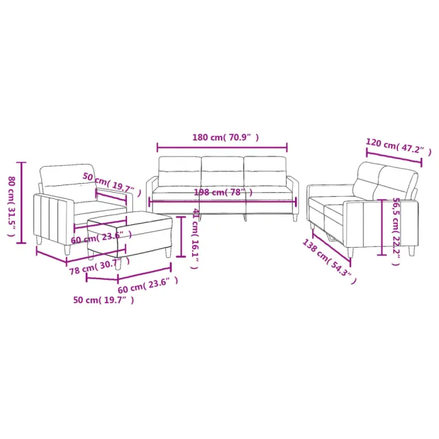 Ensemble de canapés 4 pcs avec coussins Gris clair Tissu