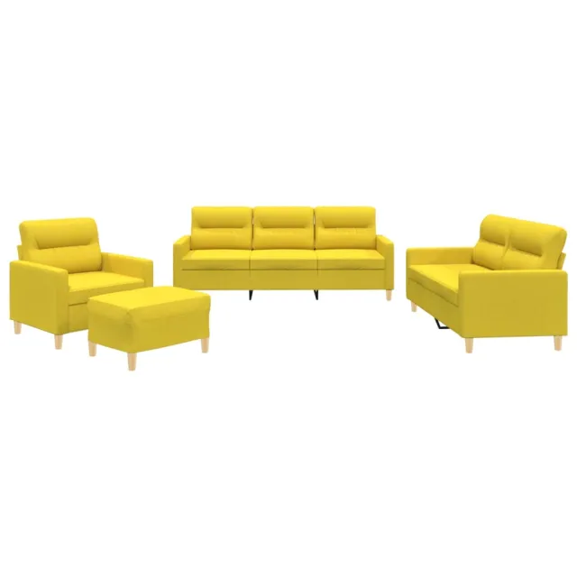 Ensemble de canapés 4 pcs avec coussins Jaune clair Tissu