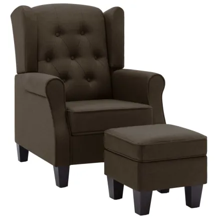 Fauteuil avec repose-pied Marron Tissu 2
