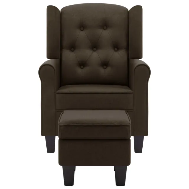 Fauteuil avec repose-pied Marron Tissu