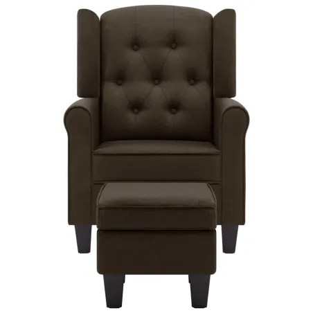 Fauteuil avec repose-pied Marron Tissu