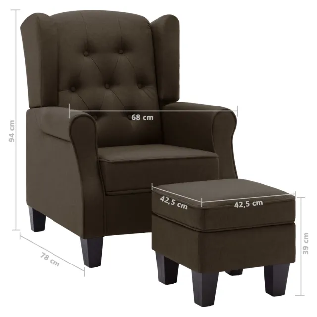 Fauteuil avec repose-pied Marron Tissu