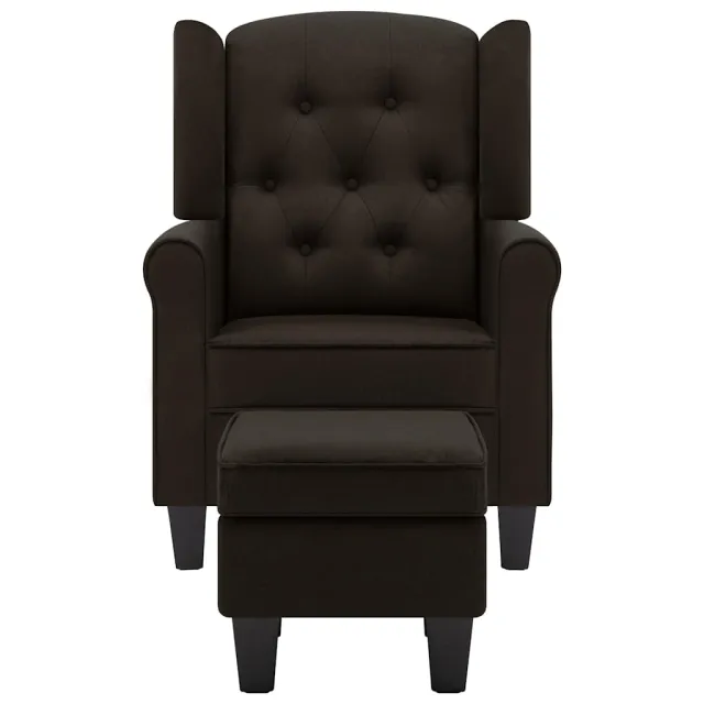 Fauteuil avec repose-pied Marron foncé Tissu