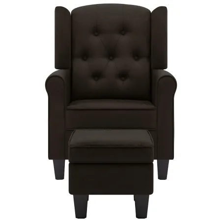 Fauteuil avec repose-pied Marron foncé Tissu