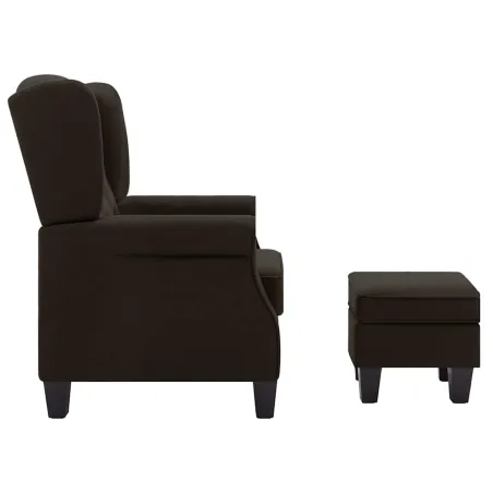 Fauteuil avec repose-pied Marron foncé Tissu