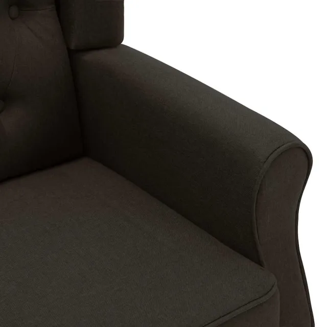 Fauteuil avec repose-pied Marron foncé Tissu