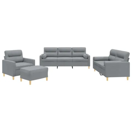 Ensemble de canapés 4 pcs coussins gris clair tissu 2