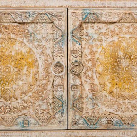 Buffet Alexandra House Living Bleu Bois d'épicéa Bois MDF 35 x 90 x