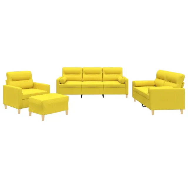 Ensemble de canapés 4 pcs avec coussins jaune clair tissu