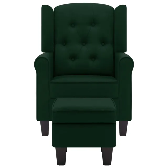 Fauteuil avec repose-pied Vert foncé Tissu
