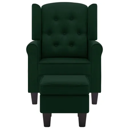 Fauteuil avec repose-pied Vert foncé Tissu