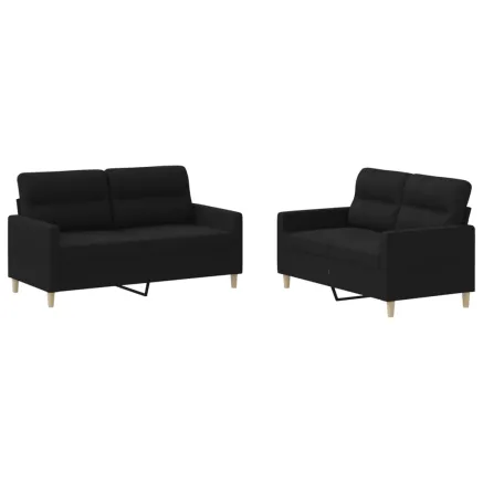 Ensemble de canapés 2 pcs avec coussins Noir Tissu 2