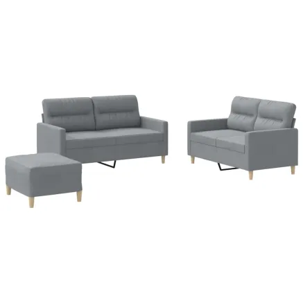 Ensemble de canapés 3 pcs avec coussins Gris clair Tissu 2