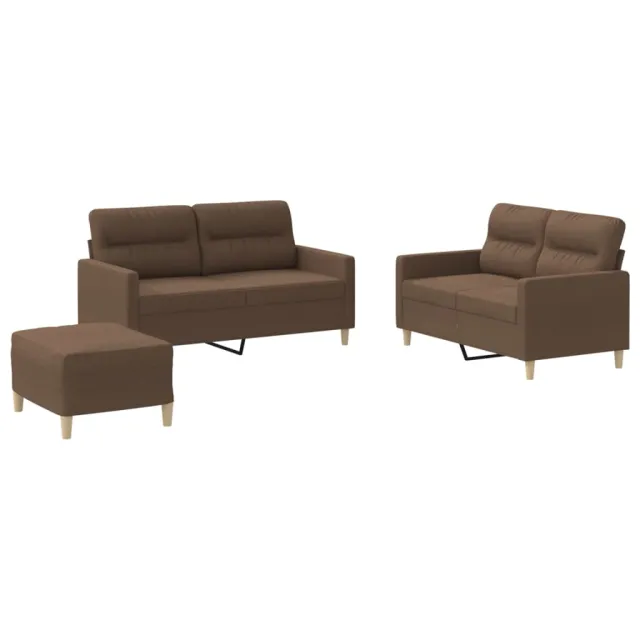 Ensemble de canapés 3 pcs avec coussins Marron Tissu