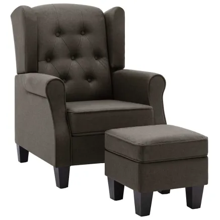 Fauteuil avec repose-pied Taupe Tissu 2