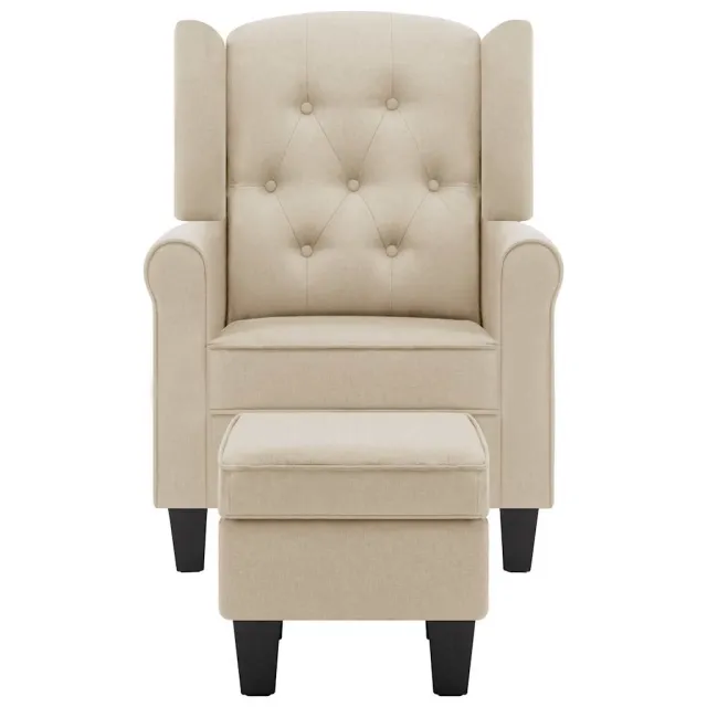 Fauteuil avec repose-pied Crème Tissu
