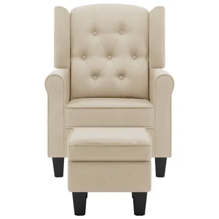 Fauteuil avec repose-pied Crème Tissu