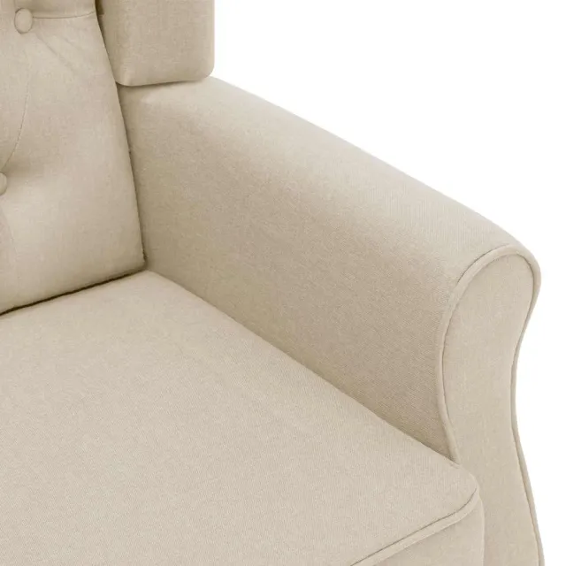 Fauteuil avec repose-pied Crème Tissu