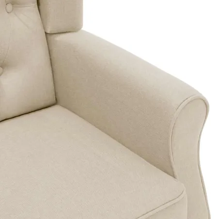 Fauteuil avec repose-pied Crème Tissu