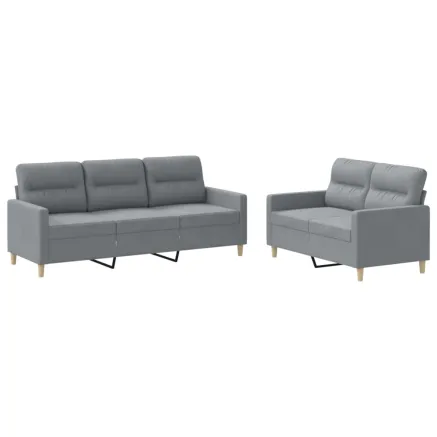 Ensemble de canapés 2 pcs avec coussins Gris clair Tissu 2