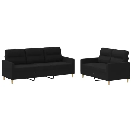 Ensemble de canapés 2 pcs avec coussins Noir Tissu 2