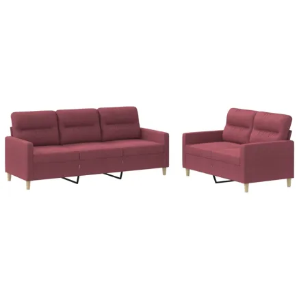 Ensemble de canapés 2 pcs avec coussins Rouge bordeaux Tissu 2