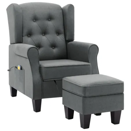 Fauteuil de massage avec repose-pied Gris clair Tissu